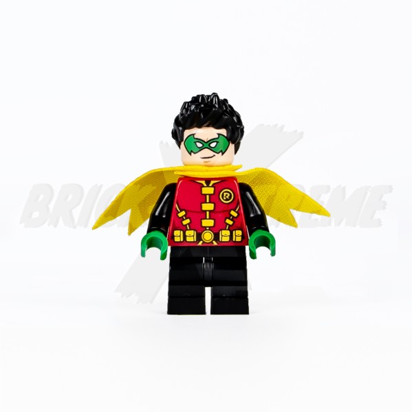 LEGO® Super Heroes™ Minifigur - Robin - Green Mask and Hands, Black Short Legs, Yellow Scalloped C