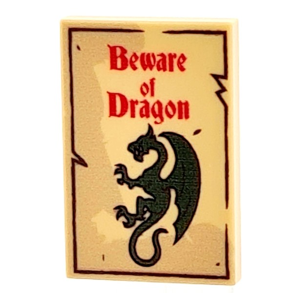 2X3 Fliese/Tile Beware of Dragon- used look